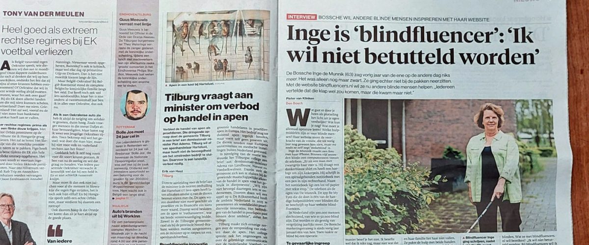 Artikel Inge de Munnik in Brabants Dagblad